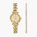 Fossil Gold Tone Watch And Bracelet Gift Set for Her
