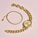 Fossil Gold Tone Watch And Bracelet Gift Set for Her