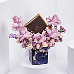 باقة ورد عيد ميلاد مع شوكولاتة بلجيكية