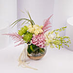 Serene Bloom Arrangement in Glass Vase
