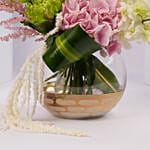 Serene Bloom Arrangement in Glass Vase