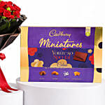 Enchanted Red Roses Led Light Bouquet With Cadbury Chocolates 200g
