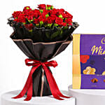 Enchanted Red Roses Led Light Bouquet With Cadbury Chocolates 200g