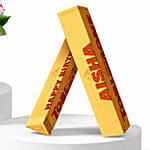 Mixed Flowers In Birthday Square Glass Vase With Toblerone Chocolates