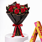 Romantic 9 Red Roses Classic Bouquet With Toblerone Chocolates