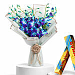 Blue Orchids Bouquet With Toblerone Chocolates