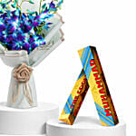 Blue Orchids Bouquet With Toblerone Chocolates