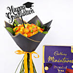 Colorful Roses Bouquet Graduation Day With Cadbury Chocolates 400g