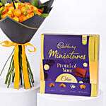 Colorful Roses Bouquet Graduation Day With Cadbury Chocolates 400g