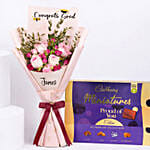 Elegant Flower Arrangement in a Black Box With Cadbury Chocolates 200g