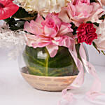 Blushing Blossom Arrangement in Glass Vase