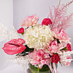 Blushing Blossom Arrangement in Glass Vase
