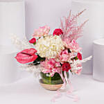 Blushing Blossom Arrangement in Glass Vase