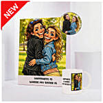 Happiness is Where My Sister Is Caricature and Mug Set