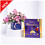 Birthday Rose Arrangement With Cadbury Chocolates 400g