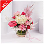 Blushing Blossom Arrangement in Glass Vase