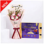 Elegant Flower Arrangement in a Black Box With Cadbury Chocolates 200g