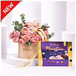 Elegant Peach Rose Bloom Box With Cadbury Chocolates 200g