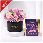Elegant Peach Rose Bloom Box With Cadbury Chocolates 400g