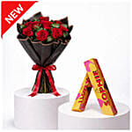 Romantic 9 Red Roses Classic Bouquet With Toblerone Chocolates