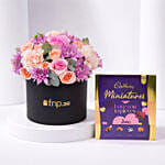 Elegant Rose Black Box With Cadbury Chocolates 400g