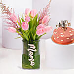Mama Flower Arrangement And Chocolate Cake Combo