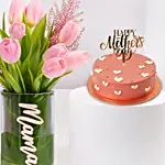 Mama Flower Arrangement And Chocolate Cake Combo