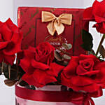 Romantic Red Rose and Lindt Chocolate Heart Box