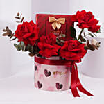 Romantic Red Rose and Lindt Chocolate Heart Box