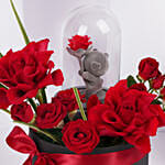 Elegant Rose Arrangement with Teddy Dome