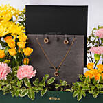 Cerruti 1881 Gold Plated Double Round Motif Necklace and Earring for Her