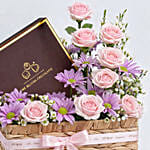 Pink Floral And Chocolate Gift Basket For Mom