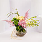 Serene Bloom Arrangement in Glass Vase