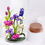 Dubai Chocolate Cake Half Kg With Flowers
