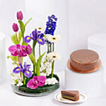 Dubai Chocolate Cake Half Kg With Flowers