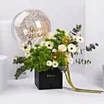 Happy Birthday Floral Box with Balloon