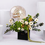 Happy Birthday Floral Box with Balloon