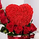 Valentines Heart Roses With Teddy