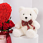 Valentines Heart Roses With Teddy