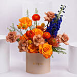 Sunset Ranunculus And Rose Floral Box Gift