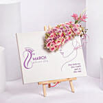 Happy Womens Day Canvas With Pink Roses