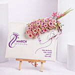 Happy Womens Day Canvas With Pink Roses