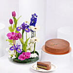 Dubai Chocolate Cake 8 Portion And Flowers