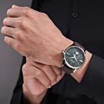 Police Green Dial Leather Watch for Him