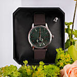 Police Green Dial Leather Watch for Him