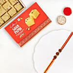 Traditional Rudraksha Rakhi With Soan Papdi