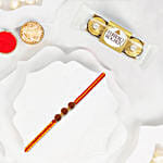 Traditional Rudraksha Rakhi With Ferrero Rocher 3 Pcs