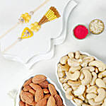 Elegant Bhaiya Bhabhi Rakhi Set Of 2 With Cashews And Almonds