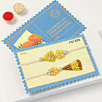 Elegant Bhaiya Bhabhi Rakhi Set Of 2 With Cashews And Almonds