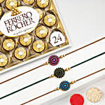 Beads Rakhi Set Of 3 With Ferrero Rocher 24 Pcs
